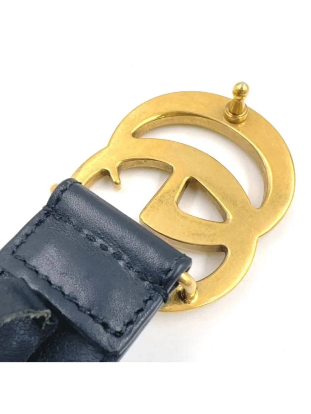 Gucci GG Marmont Leather Black Belt Gold